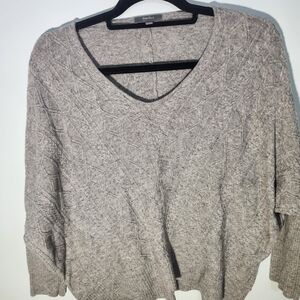Neiman Marcus 100% Cashmere Cable Knit Sweater M Taupe V Neck